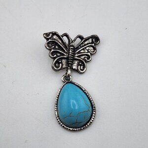 Nwt Faux Turquoise‎ Butterfly Pendant Chuns Fashion Southwestern